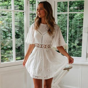 Robe Blanche Dentelle Bohème – Eden