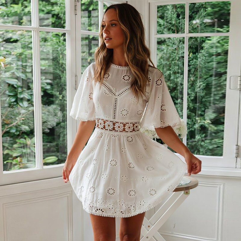 Robe Blanche Dentelle Bohème – Eden