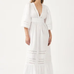 Robe longue ajourée en popeline de coton Rodo