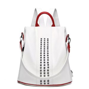 Sac Antivol Femme Cuir Clouté Blanc – TANIA