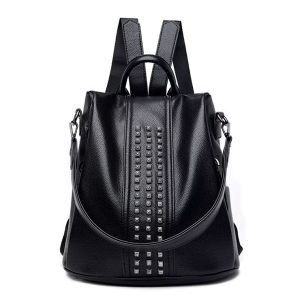 Sac Antivol Femme Cuir Clouté Noir – TANIA