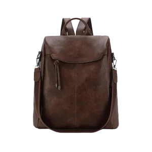 Sac à Dos Antivol Femme Cuir PU Café – MARINA