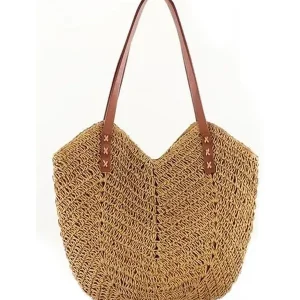 Sac à Main Paille Tissé Bohème – Marron