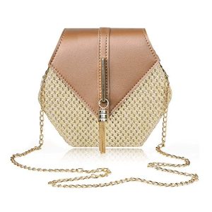 Sac à Main Paille et Cuir Bohème KRYSTAL – Marron