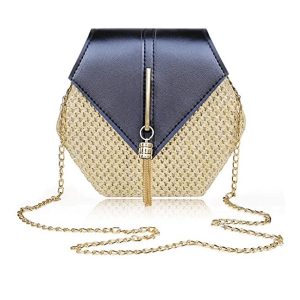 Sac à Main Paille et Cuir Bohème KRYSTAL – Noir