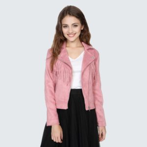 Veste Boho Daim Frange – Rose