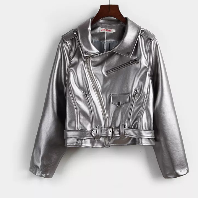 Veste Similicuir Argent Bohème – Image 5